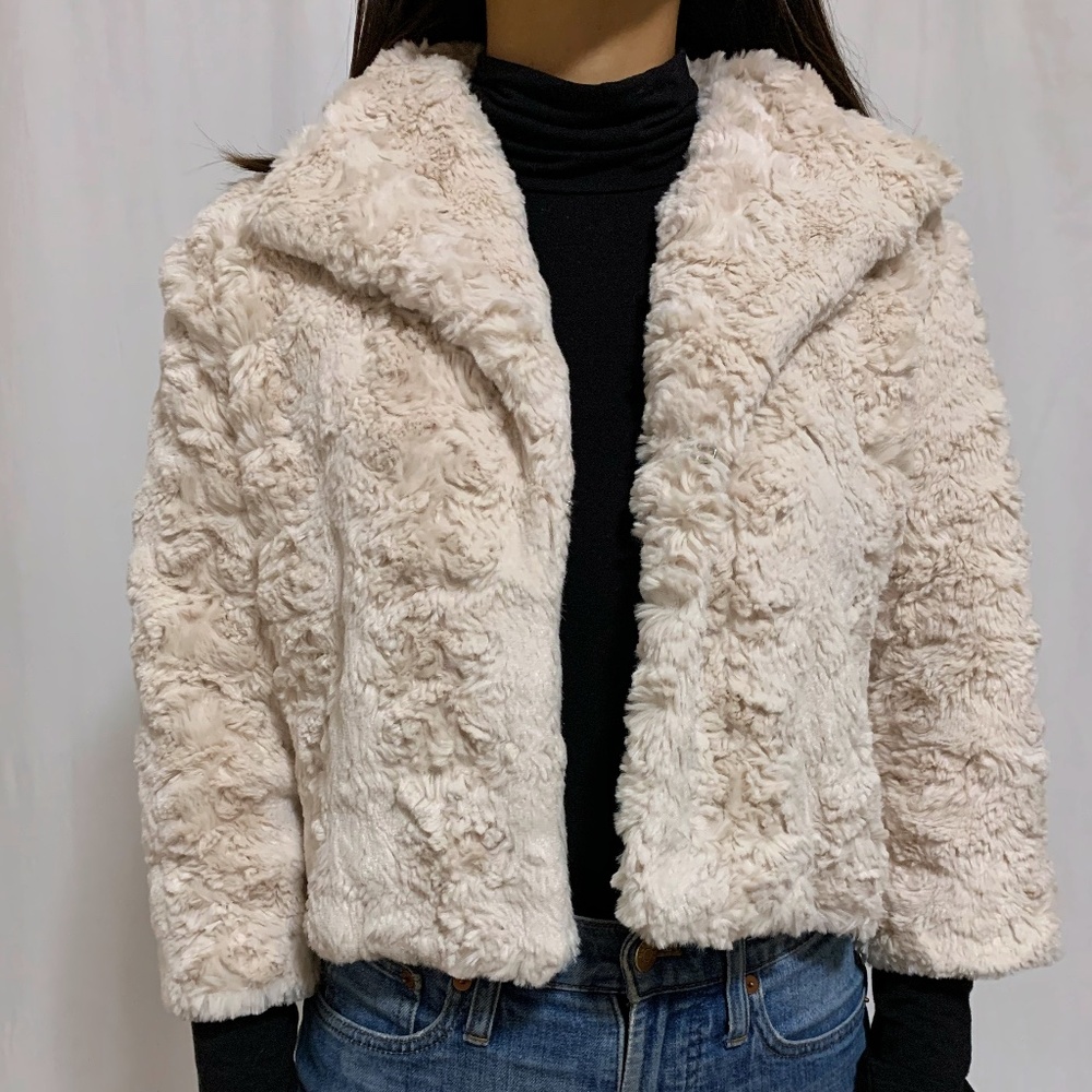 Jennifer Lopez Faux Fur Cropped Jacket